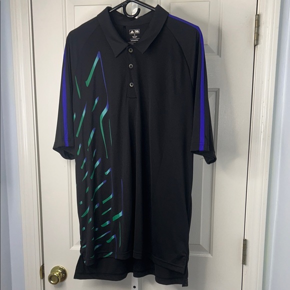 adidas Other - Adidas Black Polo with Black and Blue Design New With Tag Size XL
